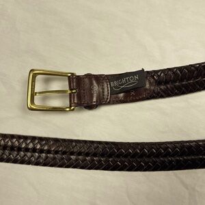 Dark Brown Woven Brighton Leather Belt
